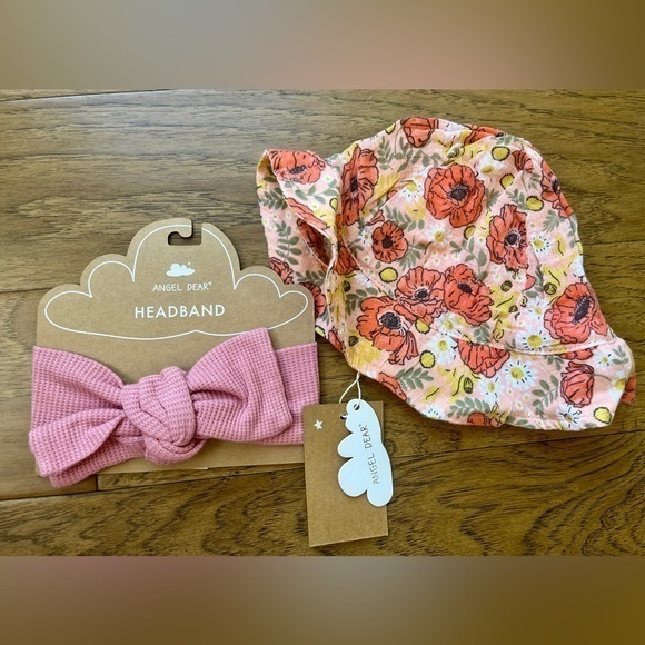 Angel Dear‎ Girl Bundle- Floral Hat and Solid Headband, NWT - Picture 4 of 4
